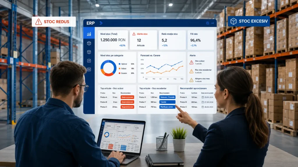 Dashboard ERP pentru prevenirea lipsei de stoc și a suprastocării într-un depozit